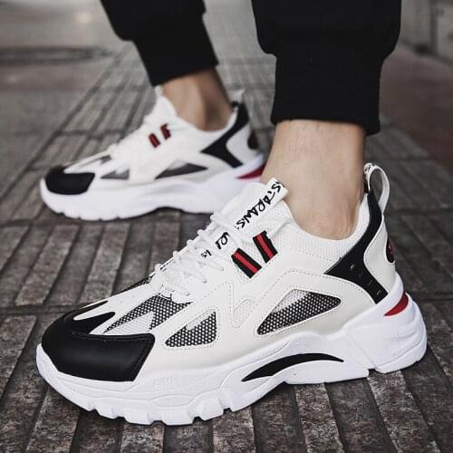 2021 Spring and Autumn New Mens Shoes Mesh Sports Shoes Thick-soled Old Shoes Breathable Leisure Travel Shoes