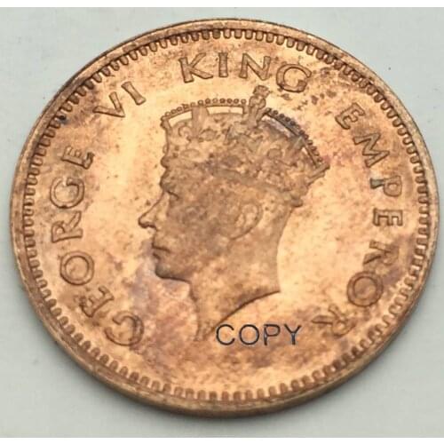 New Products East India George VI King Emperor 1938 1/2 Pice Red Copper Copy Coin Can Accept Custom