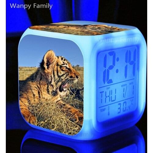 Very Cute Tigerling Alarm Clock For Childrens room Bedside Desktop Multifunction Color Changing Digital Alarm Clocks