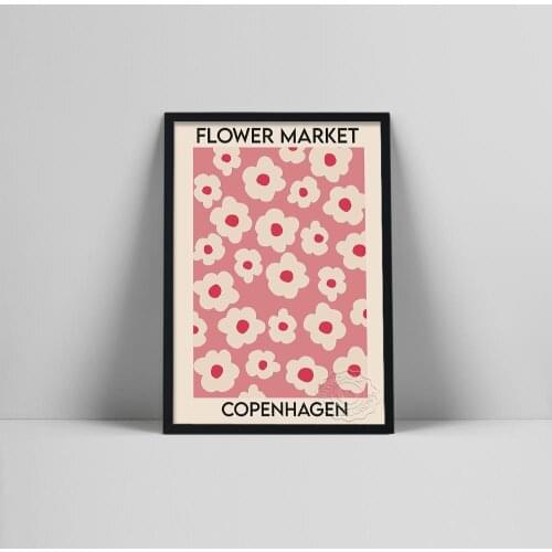 Copenhagen Flower Market Poster Nordic Style Decor Pink Poster Abstract Art Flower Canvas Painting Poster Home Decor Art Gift