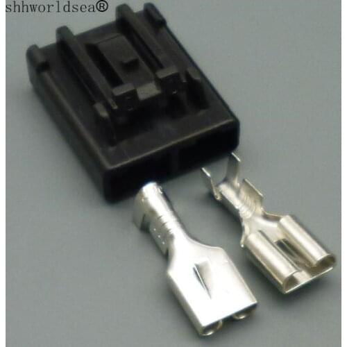 Shhworldsea 5/10/30/50/100sets 2 Pin 6.3mm Female 346027-1 Automotive auto oil pump Connector car Sensor Wire Harness Plug