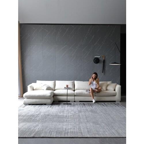 Nordic down fabric large apartment modern simple living room corner combination washable white sofa