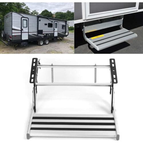 Rv motorhome rv styling RV Foldaway Entry Single Step with LED Light M10 Mounting Bearing 150KG Anti‑Skid Aluminum Alloy rv