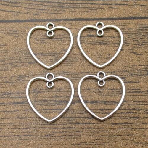 Alloy Metal Heart Connectors 30PCS/Lot 22×21mm Love Links Craft For Making Necklace Earring Tibetan Silver-RS1170