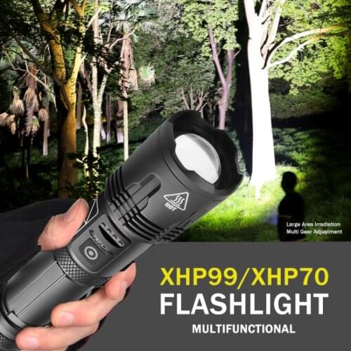 XHP90/XHP70 LED Flashlight Strong Bright Waterproof Torch USB Charging Zoomable Flashlight Portable Lighting For Outdoor Camping