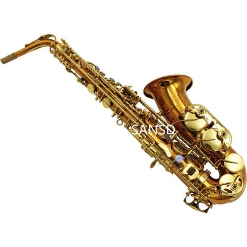 High Quality Alto Saxophone Eb Tune E Flat Brass Lacquered gold Professional Musical Instrument With Case Free Shipping