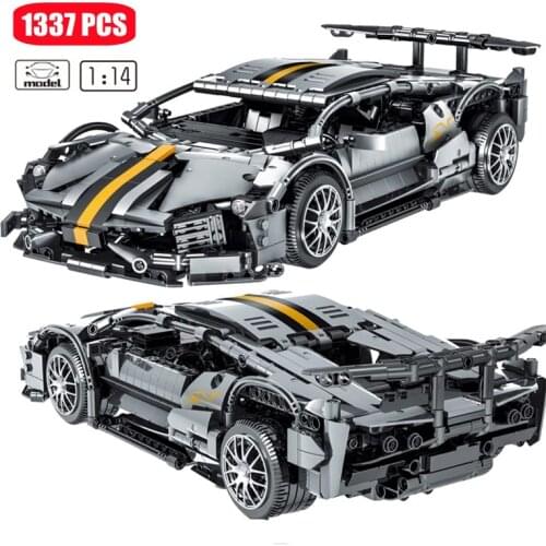 1337PCS High-Tech Famous Bat Sports Racing Cars Assemblage Building Blocks Model Vehicle MOC Ideas Bricks Toys For Boys 023015