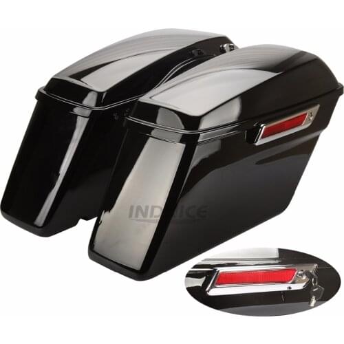 Vivid Black Hard Saddle Bags street glide flhx Trunk with Latch keys For harley electra glide 2014-2018