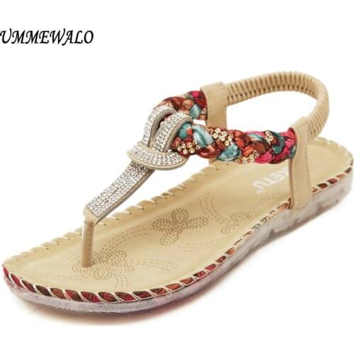 UMMEWALO Summer Sandals Women T-strap Flip Flops Thong Sandals Designer Elastic Band Ladies Gladiator Sandal Shoes Zapatos Mujer