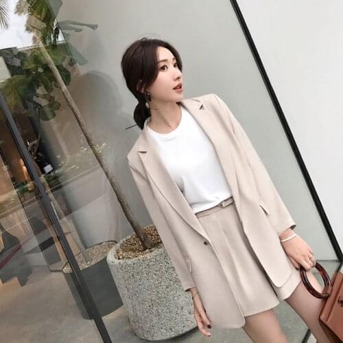 Short Suits for Women Full Sleeve Blazer Jacket & Hot Shorts Female Pant Suit Casual 2 Piece Set Feminino Summer Autumn 2018