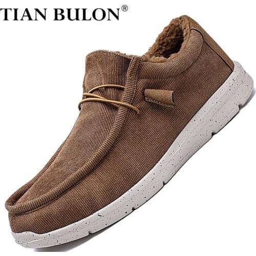 Winter Autumn Mens Ankle Boots Warm Plush Designer Mens Casual Sneakers Ultralight Mens Boots Comfortable Corduroy Snow Boots