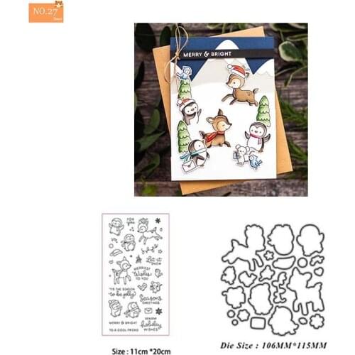 Winter Penguin Fawn Metal Cutting Dies Stencil Scrapbooking Embossing New Christmas Craft Stamps And Dies