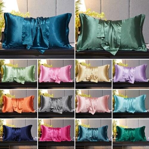 1Pc Emulation Mulberry Silk Pillows Case Solid Color Soft Cushion Cover Chair Seat Decor Pillowcase silk Pillow Cases 48x74cm