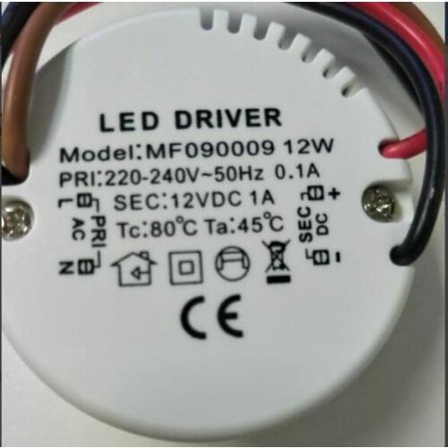 10pcs Round 12V 1A Constant Voltage Switching Power Supply 12W LED Driver 220V 240V Adapter CE Lighting Transformers