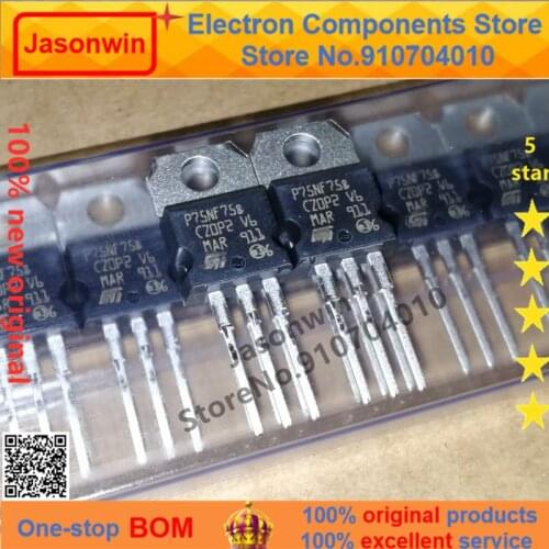 100% nuevo 50 unids/lote original MOSFET STP75NF75 75A80V P75NF75 75NF75 TO-220 Transistor