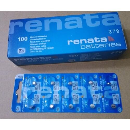 100Xrenata Silver Oxide Watch Battery 379 SR521SW 521 1.55V 100% original brand renata 379 renata 521 battery