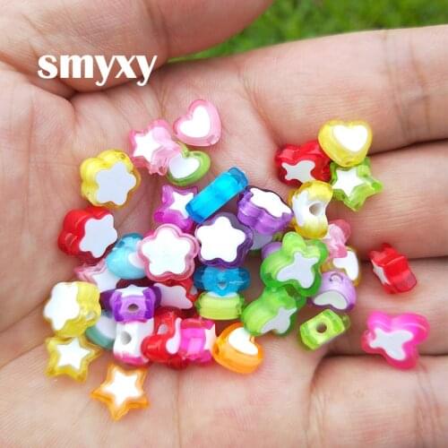 50Pcs Double-color Beads Heart / star / butterfly Beads Kids Decorative Beads DIY Jewelry makings & Craft Making Accessories