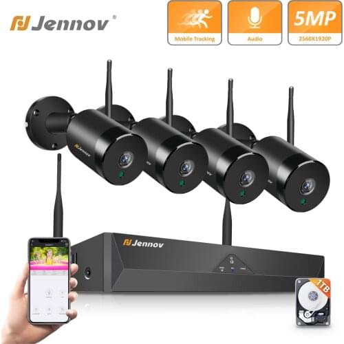 Jennov 1920P 5MP Wireless Security Camera System Kit 4/ 8CH NVR Night Vision Outdoor Wifi Video Surveillance Motion Detection