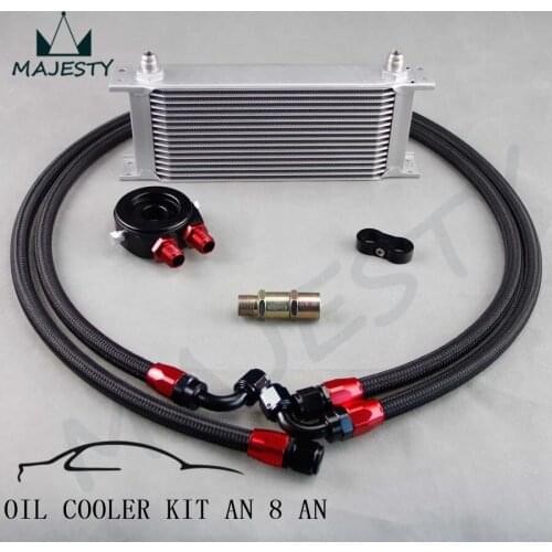AN-8AN 16 ROW UNIVERSAL FILTER ADAPTER OIL COOLER NYLON BRAIDED OIL LINE KIT