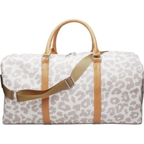White Leopard Cheetah Duffle Travel Bag Large Capacity Designer Weekender Tote with Shoulder Strap for Women