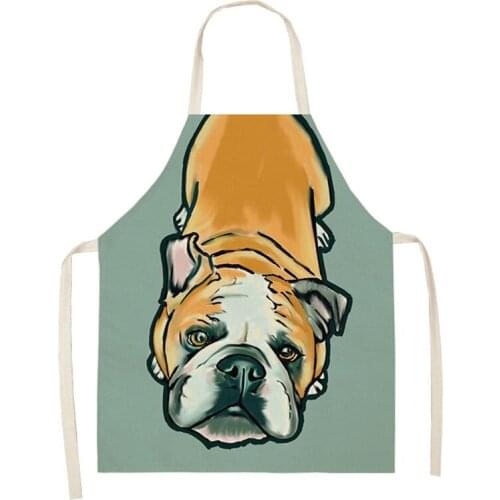Bulldog Dog Printed Sleeveless Polyester Aprons for Child Adult Home Cleaning Tools Waist Baking Aprons 68x55cm