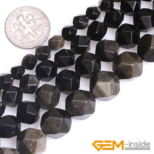 Natural Golden Obsidian Stone Semi Precious Round Faceted Beads Selectable 6mm 8mm 10mm 12mm DIY Beads For Jewelry Making