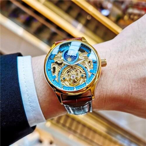 Augulas genuine watch mens fashion trend casual automatic mechanical watch mens watch waterproof luminous belt