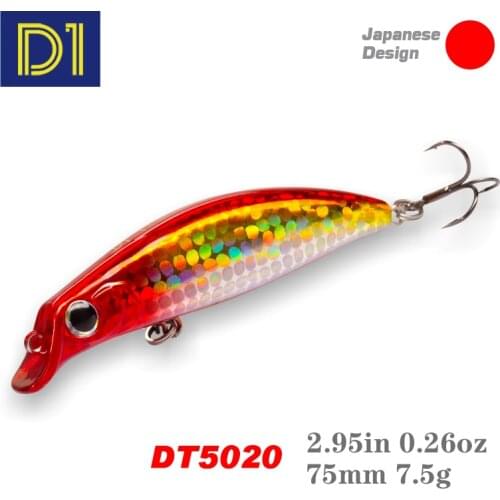 D1 Floating Minnow Fishing Lure 75mm 7.5g Floating Wobblers Professional Fishing Lure Fishing Tackles For Fishing DT5020