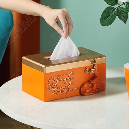 Elk Tissue Holder Resin Tissues Box Cover Creativity Living Room Paper Storage Decorative Boxes Restaurant Napkins Organizer