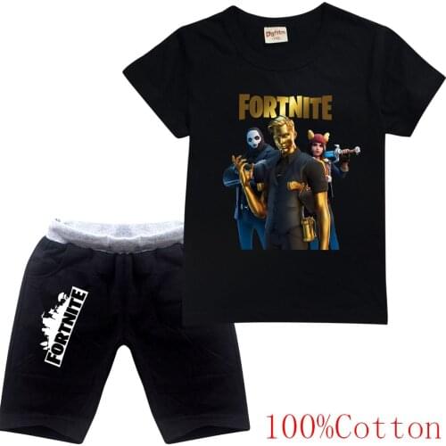 Fortnite Childrens Clothing Sets Boys Cotton Short Sleeve T-shirt Short Pants Two Pieces Suit Summer Teens Boy Girls Clothes