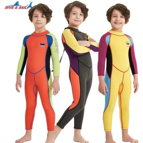 Childrens diving suit 2.5MM winter warm long sleeve hot spring swimming suit diving suit surf clothes girl