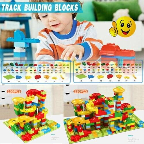 2020 Children Birthday Gift Educational Toy Compatible 165 PCS DIY Bau Crazy Marble Race Run Labyrinth Bälle Track Bausteine Set