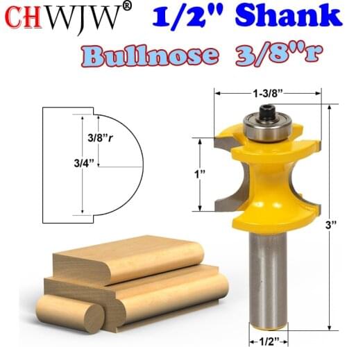 1 pc 1/2" Shank Bullnose Router Bit 3/8"r - 3/4" Bead Woodworking cutter Tenon Cutter for Woodworking Tools - CHWJW 13117