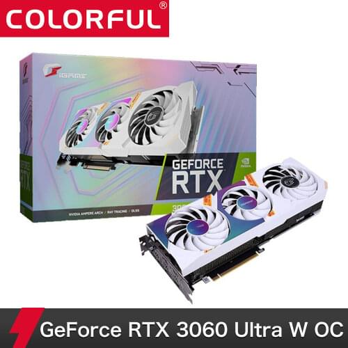 Colorful GeForce RTX 3060 Ultra W OC 12GB Graphic Card 3-fans 12GB GDDR6 Gaming Video Card RGB Computer GPU Support One-Key OC