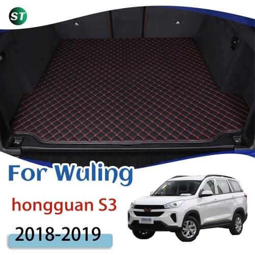 For Wuling Hongguang S3 2018 2019 Leather Car Trunk Mat Rear Trunk Floor Mat Tray Carpet Cargo Liner floor mat Accessories