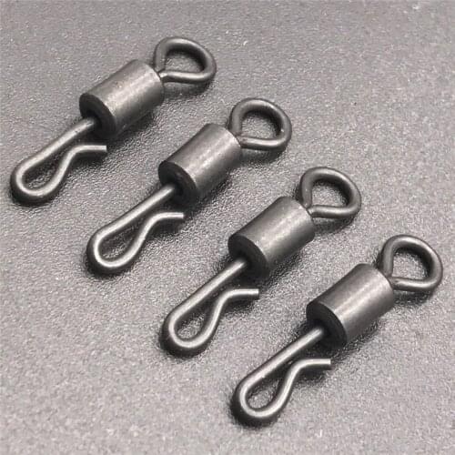 30pcs Carp fishing UK 8# Q Shaped long body quick change swivels barrel connector rolling swivels snap hook swivels