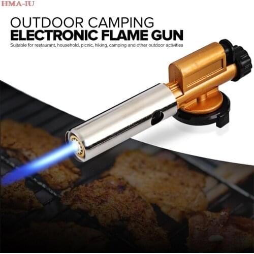 Metal Electronic Ignition Flame Gun Welding Gas Torch Lighter Heating Butane Camping Hiking Torch Welding Equipment