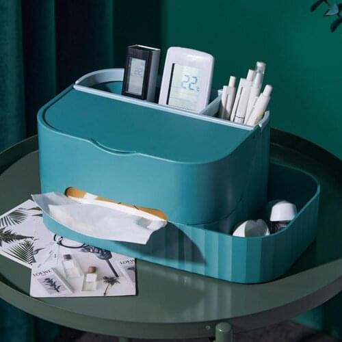 Multifunction Stable Napkin Organizer Tissue Storage Box Remote Control Case for Living Room