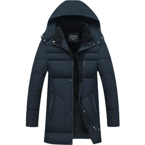 Men Long Jacket Autumn Winter Casual Jacket Cotton Padded Warm Overcoat Men Hooded Coat Puffer Jacket Fashion Clothing Men 5XL