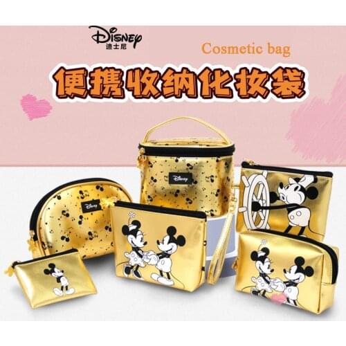 New Disney Mickey Mouse Cosmetic Storage Bag Large Capacity Portable Travel Toiletry Bag PU Cosmetic Bag Gift for Girlfriend