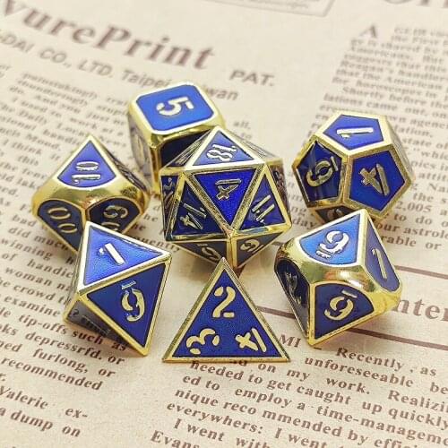 Latest 7 pieces/set of metal solid dice, D20 dice, Polyhedral dice, RPG dice set, Cube dice, DND dice