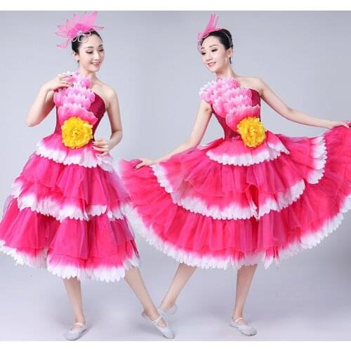 2020 New Female Adult Flamenco Skirt Pettiskirt Modern Spanish Bull Dance Performance Costume Opening Dance Dresses DL6122