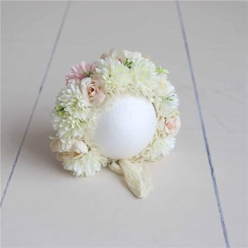 Newborn baby girl Floral Bonnet hat Baby flower bonnet Newborn infant hat photography props