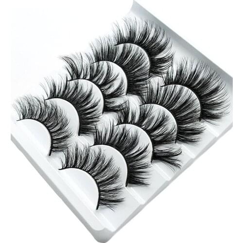 Wholesale High Volume False Eyelashes Fluffy 3D Lashes Pack 5 Pairs Natural Faux Mink Eyelashes Bulk