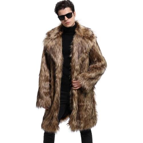 Autumn faux mink leather jacket mens winter thicken warm Medium length fur leather coat men slim clothes jaqueta de couro