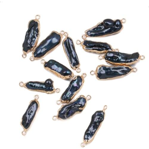 Natural Freshwater Pearl Pendant irregular Double hole connector Pendants for Jewelry Making DIY Bracelet Necklaces Accessories