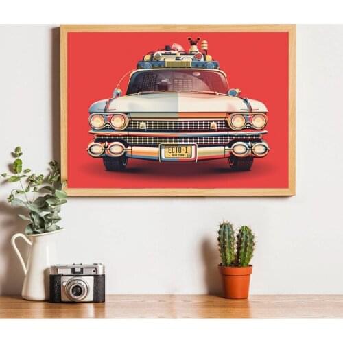 Ghostbusters Car Movie Poster Film Lovers Gift Modern Classic Illustration Canvas Painting Wall Art Picture Living Room Decor