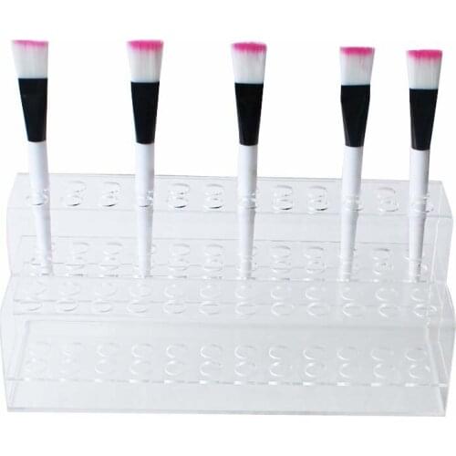 Clear Acrylic Makeup Organizer Makeup Brush Holder Pen Pencil Holder Eyebrow Pencil Eyeliner Display Shelf Double Layers 48 slot