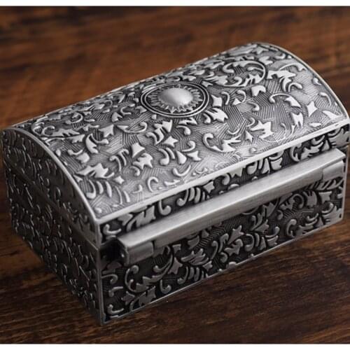 Retro Zinc Alloy Treasure Chest Box Jewelry Storage Box Case Home Decorative Bedroom Storage Toy Box Party Favors Props Gift