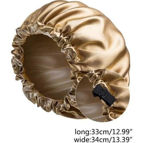 Satin Bonnet Sleep Cap Extra Large Double Layer Reversible Adjustable Night Sleeping Turban Hat Hair Wrap Head Cover S06 21